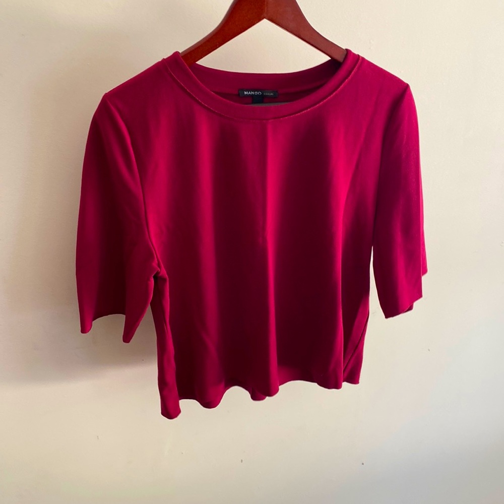 Mango. Cropped burgundy top, European brand